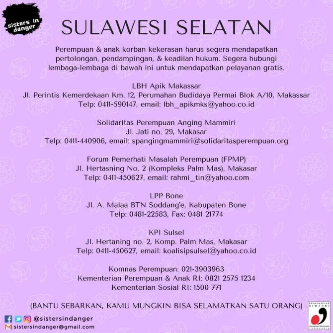 Kontak lapor KDRT Sulawesi Selatan